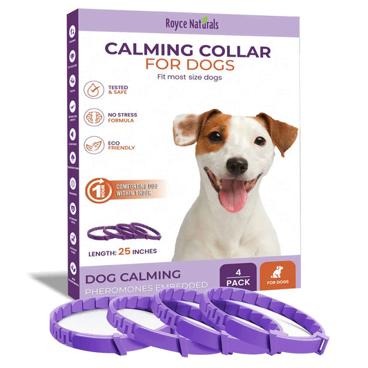 Royce Naturals 4 Pack Calming Collar for Dogs Pheromone Breakaway Dog Collar Separation Anxiety Relief for Dogs Purple (PETCOL01-3PP)